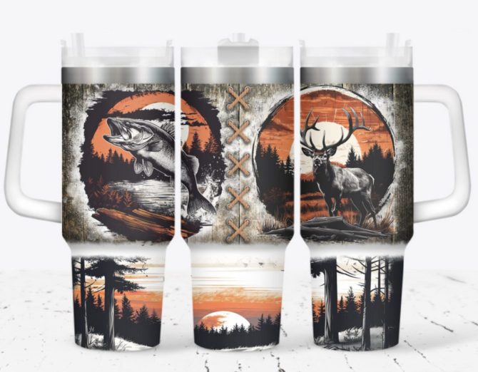 Fishing And Deer Hunting Custom Stanley Quencher 40Oz Stainless Steel Tumbler With Handle