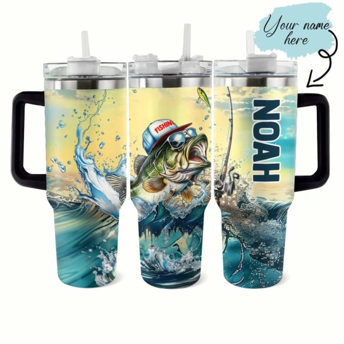 Fishing Custom Stanley Quencher 40Oz Stainless Steel Tumbler With Handle - Image 2