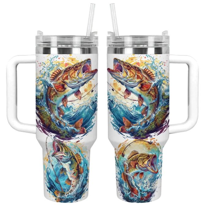 Fishing Custom Stanley Quencher 40Oz Stainless Steel Tumbler With Handle - Image 2