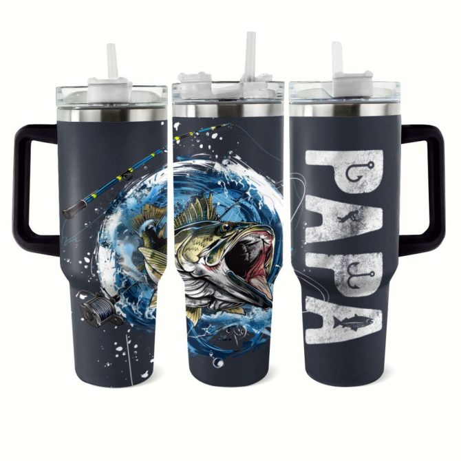 Fishing Custom Stanley Quencher 40Oz Stainless Steel Tumbler With Handle - Image 2