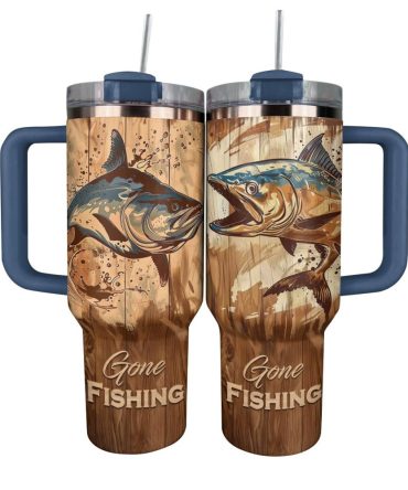 Fishing Custom Stanley Quencher 40Oz Stainless Steel Tumbler With Handle