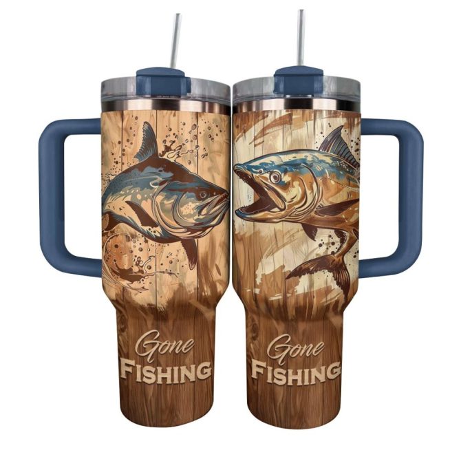 Fishing Custom Stanley Quencher 40Oz Stainless Steel Tumbler With Handle