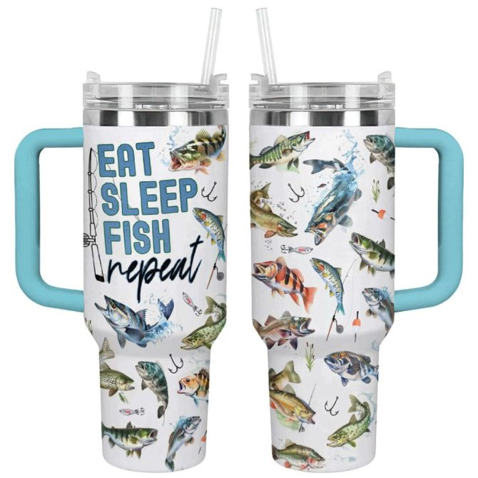Fishing Custom Stanley Quencher 40Oz Stainless Steel Tumbler With Handle - Image 7