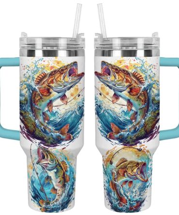 Fishing Custom Stanley Quencher 40Oz Stainless Steel Tumbler With Handle