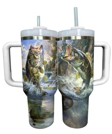 Fishing Custom Stanley Quencher 40Oz Stainless Steel Tumbler With Handle