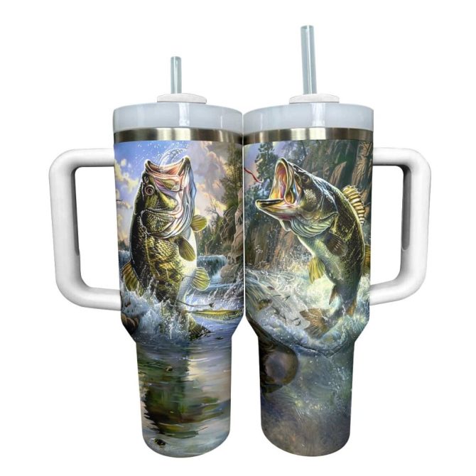 Fishing Custom Stanley Quencher 40Oz Stainless Steel Tumbler With Handle