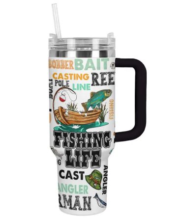 Fishing Custom Stanley Quencher 40Oz Stainless Steel Tumbler With Handle