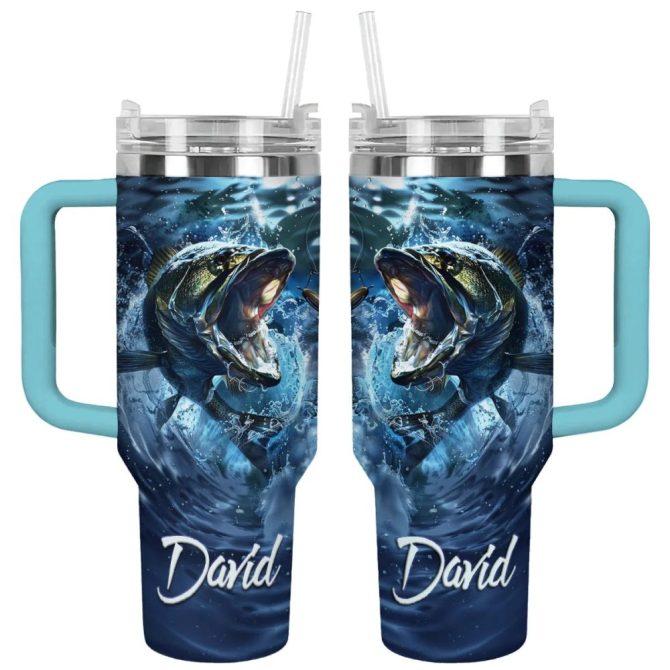 Fishing Custom Stanley Quencher 40Oz Stainless Steel Tumbler With Handle