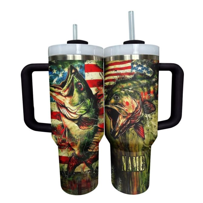 Fishing Custom Stanley Quencher 40Oz Stainless Steel Tumbler With Handle