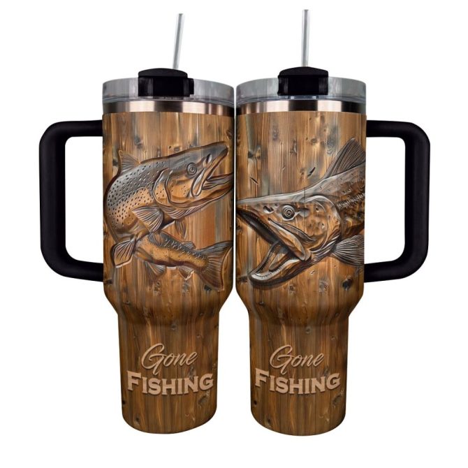 Fishing Custom Stanley Quencher 40Oz Stainless Steel Tumbler With Handle