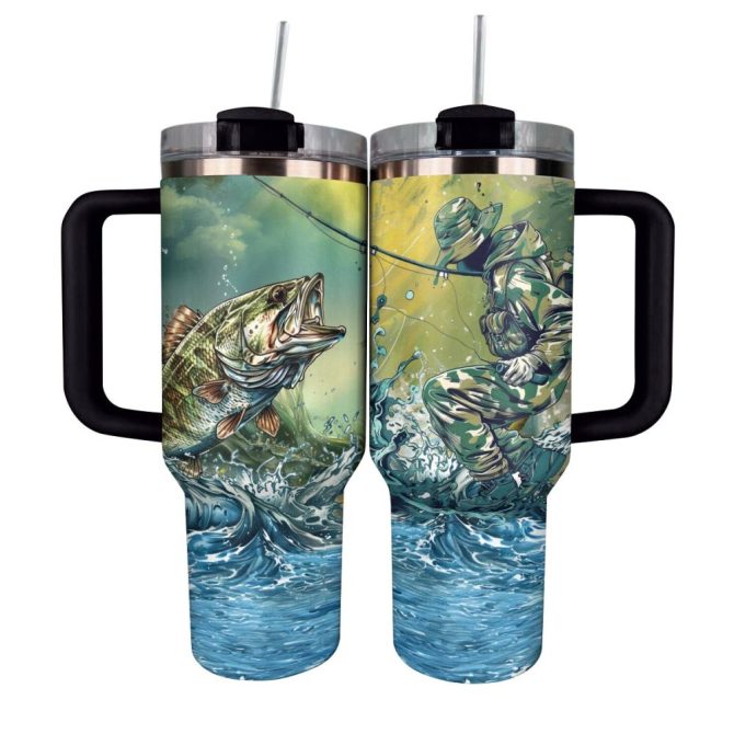 Fishing Custom Stanley Quencher 40Oz Stainless Steel Tumbler With Handle - Image 2