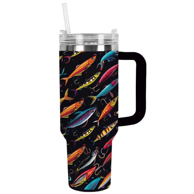 Fishing Custom Stanley Quencher 40Oz Stainless Steel Tumbler With Handle