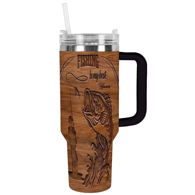 Fishing Custom Stanley Quencher 40Oz Stainless Steel Tumbler With Handle