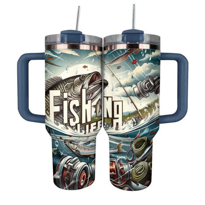 Fishing Custom Stanley Quencher 40Oz Stainless Steel Tumbler With Handle - Image 2