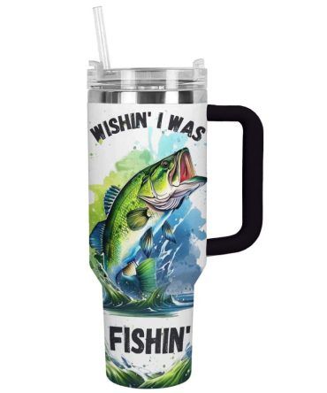 Fishing Custom Stanley Quencher 40Oz Stainless Steel Tumbler With Handle