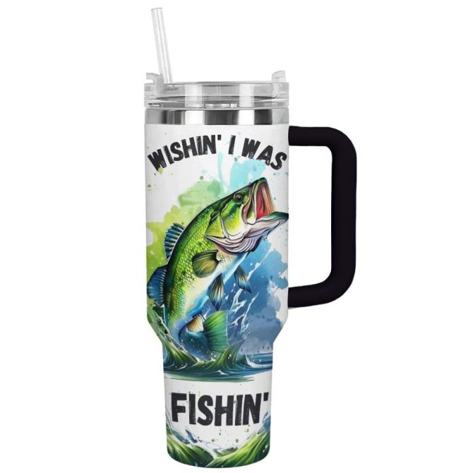 Fishing Custom Stanley Quencher 40Oz Stainless Steel Tumbler With Handle