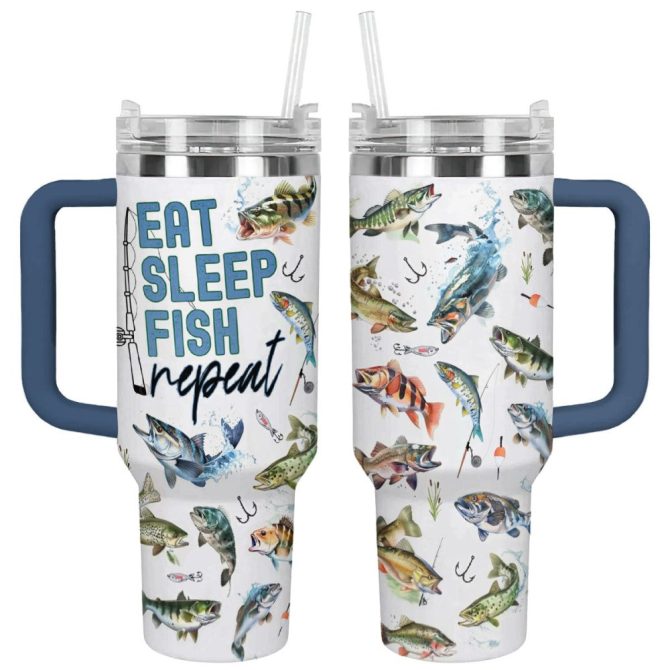 Fishing Custom Stanley Quencher 40Oz Stainless Steel Tumbler With Handle