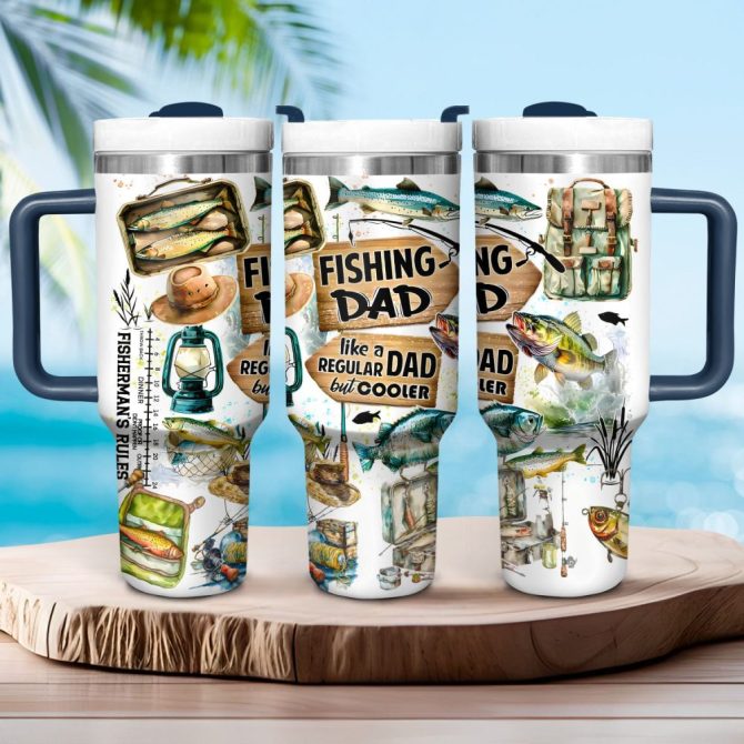 Fishing Dad Custom Stanley Quencher 40Oz Stainless Steel Tumbler With Handle - Image 2