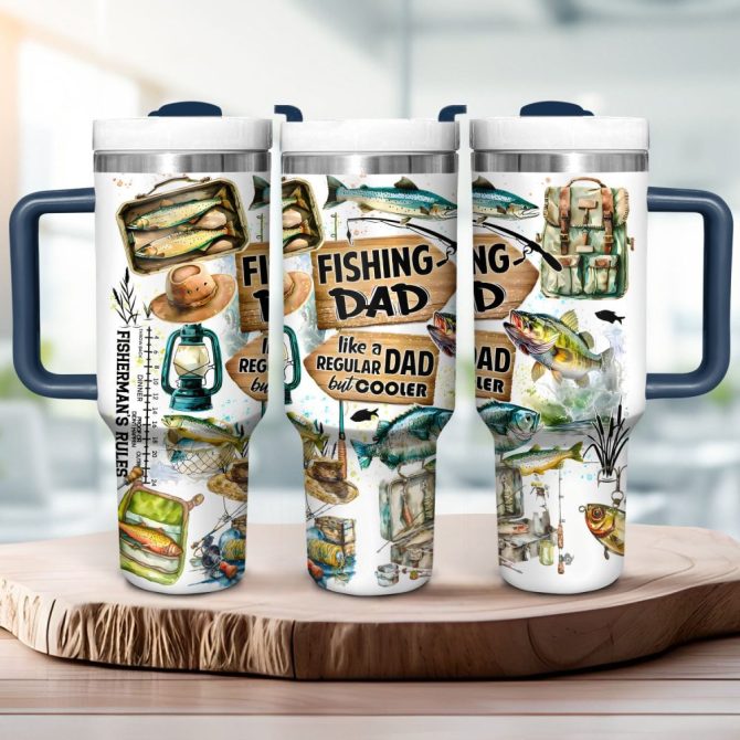 Fishing Dad Custom Stanley Quencher 40Oz Stainless Steel Tumbler With Handle - Image 3
