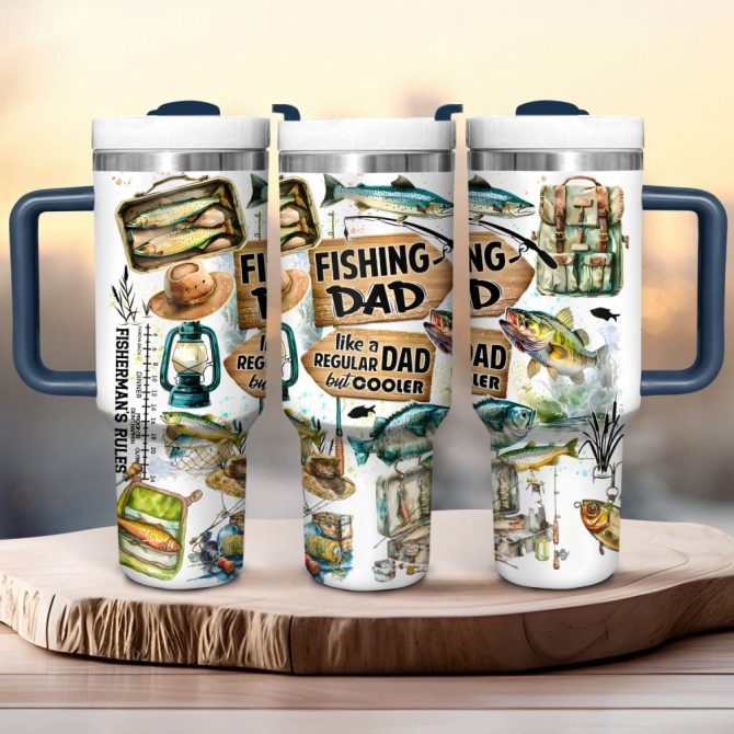 Fishing Dad Custom Stanley Quencher 40Oz Stainless Steel Tumbler With Handle