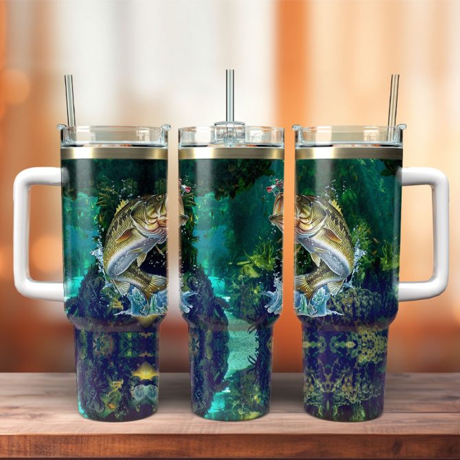 Fishing Hunter Custom Stanley Quencher 40Oz Stainless Steel Tumbler With Handle