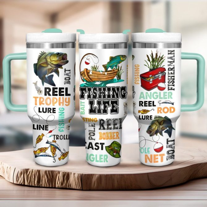 Fishing Life Custom Stanley Quencher 40Oz Stainless Steel Tumbler With Handle - Image 2