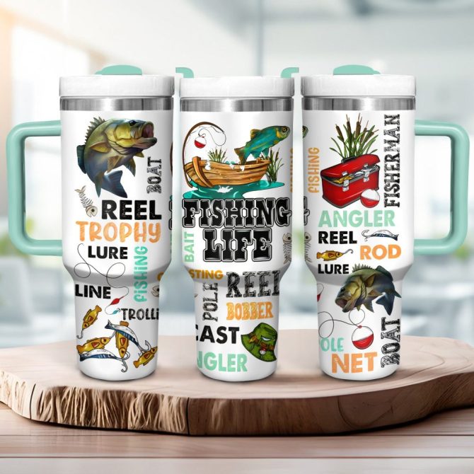 Fishing Life Custom Stanley Quencher 40Oz Stainless Steel Tumbler With Handle - Image 3