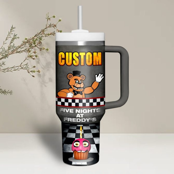 Five Nights At Freddy #8217;S Cartoon Custom Stanley Quencher 40Oz Stainless Steel - Image 3