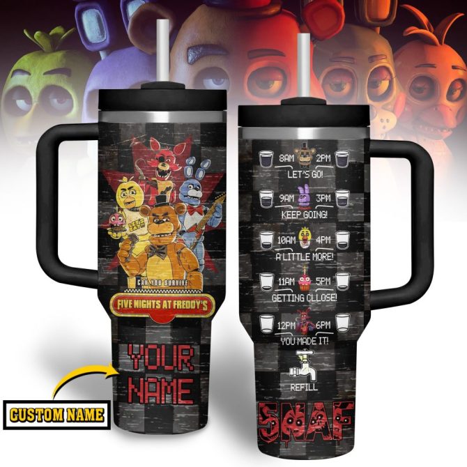 Five Nights At Freddy #8217;S Cartoon Custom Stanley Quencher 40Oz Stainless Steel Tumbler