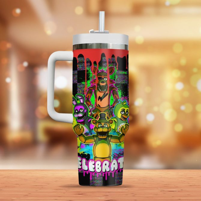 Five Nights At Freddy #8217;S Cartoon Custom Stanley Quencher 40Oz Stainless Steel Tumbler - Image 2