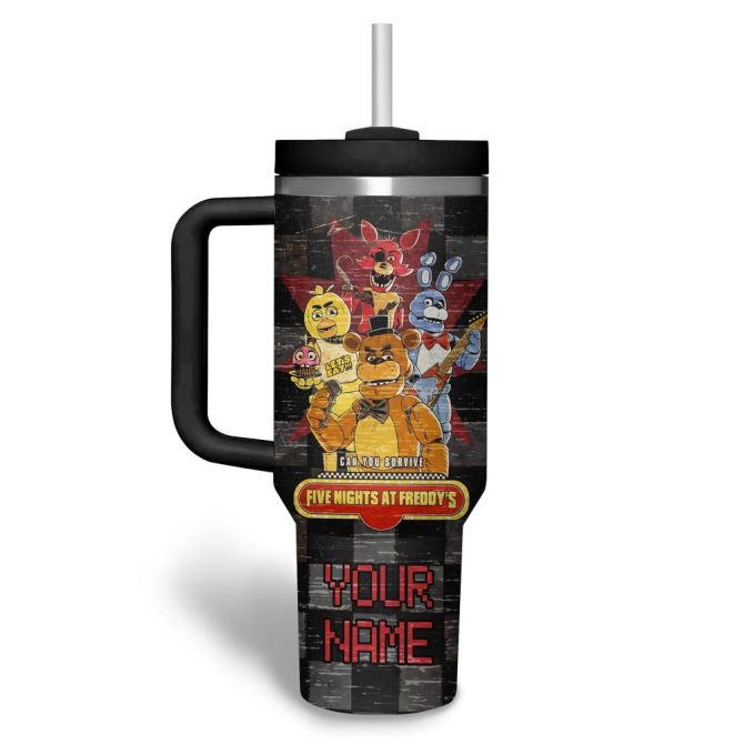 Five Nights At Freddy #8217;S Cartoon Custom Stanley Quencher 40Oz Stainless Steel Tumbler - Image 3