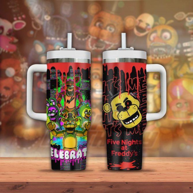 Five Nights At Freddy #8217;S Cartoon Custom Stanley Quencher 40Oz Stainless Steel Tumbler