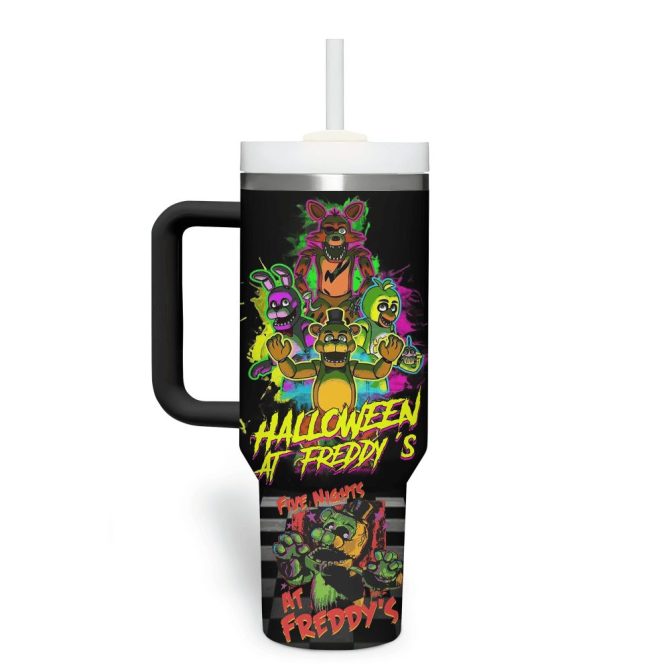 Five Nights At Freddy #8217;S Cartoon Custom Stanley Quencher 40Oz Stainless Steel Tumbler With Handle - Image 3