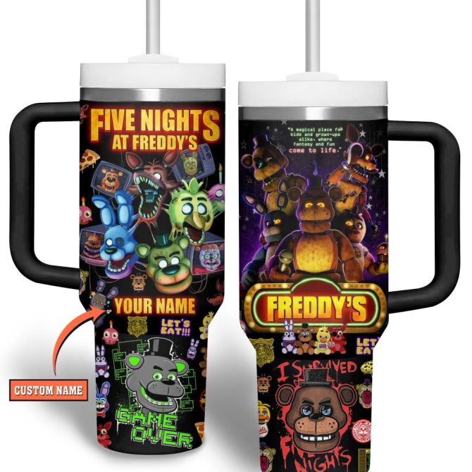 Five Nights At Freddy #8217;S Cartooncustom Stanley Quencher 40Oz Stainless Steel Tumbler With Handle
