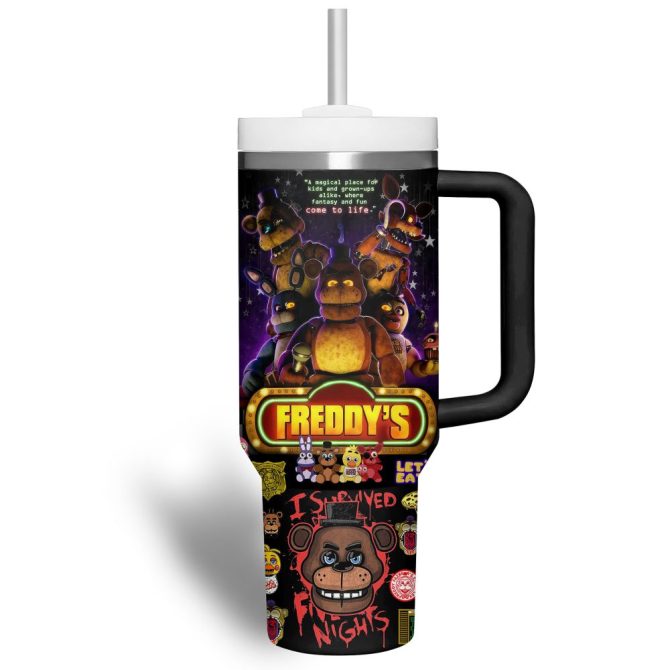 Five Nights At Freddy #8217;S Cartooncustom Stanley Quencher 40Oz Stainless Steel Tumbler With Handle - Image 3