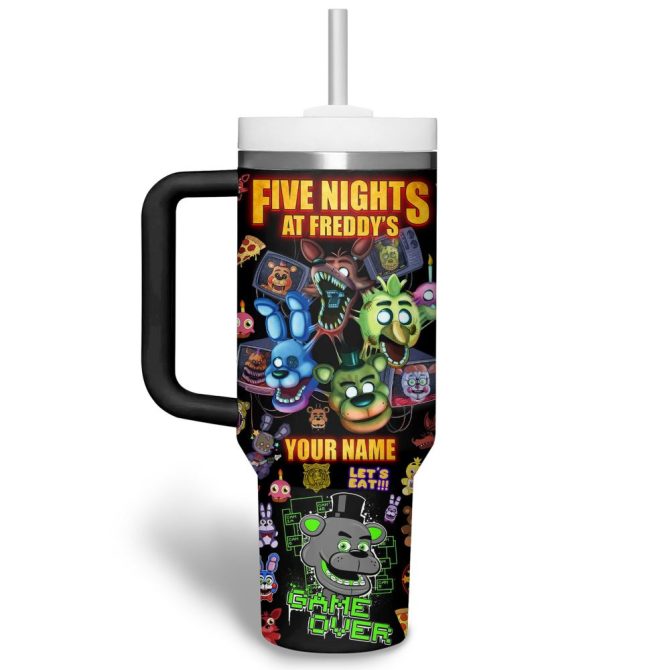 Five Nights At Freddy #8217;S Cartooncustom Stanley Quencher 40Oz Stainless Steel Tumbler With Handle - Image 2