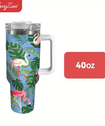 Flamingo Custom Stanley Quencher 40Oz Stainless Steel Tumbler With Handle