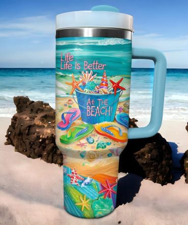 Flipflops Custom Stanley Quencher 40Oz Stainless Steel Tumbler With Handle