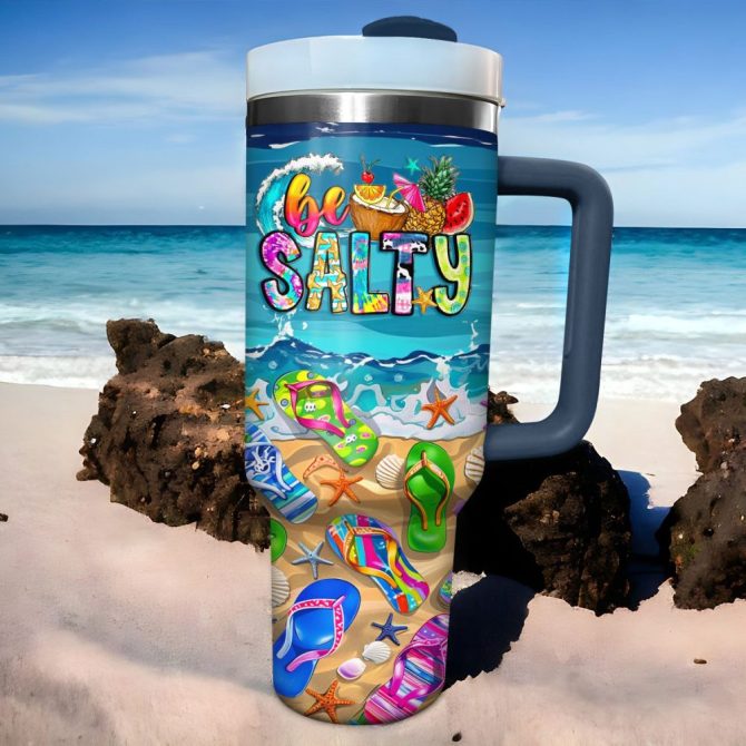 Flipflops Custom Stanley Quencher 40Oz Stainless Steel Tumbler With Handle