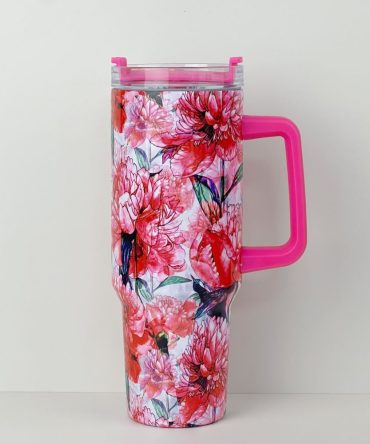 Floral And Butterfly Custom Stanley Quencher 40Oz Stainless Steel Tumbler With Handle