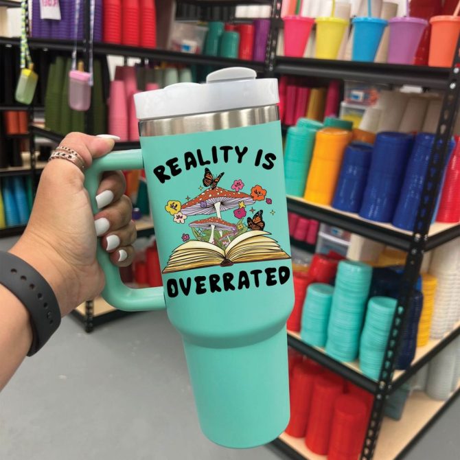 Floral Bookish Custom Stanley Quencher 40Oz Stainless Steel Tumbler
