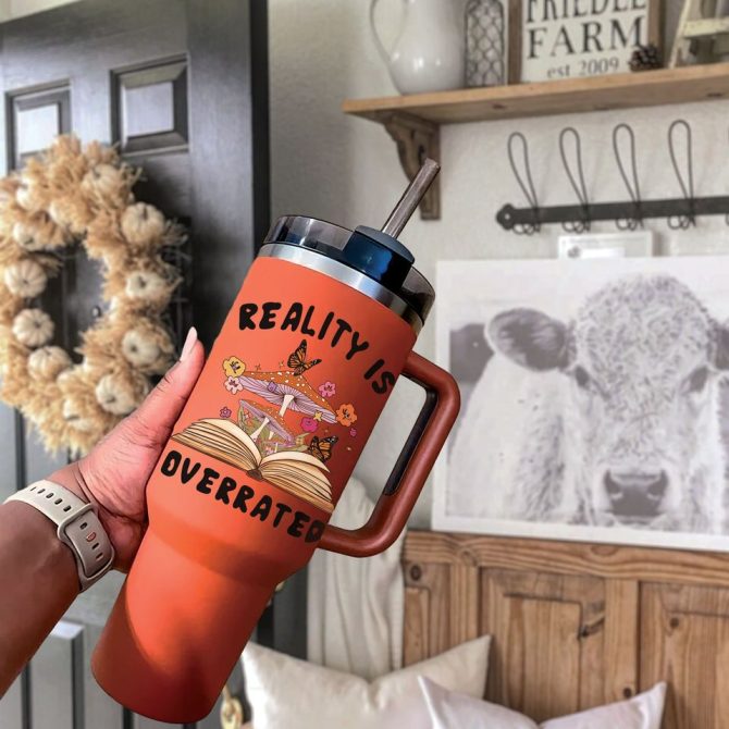 Floral Bookish Custom Stanley Quencher 40Oz Stainless Steel Tumbler