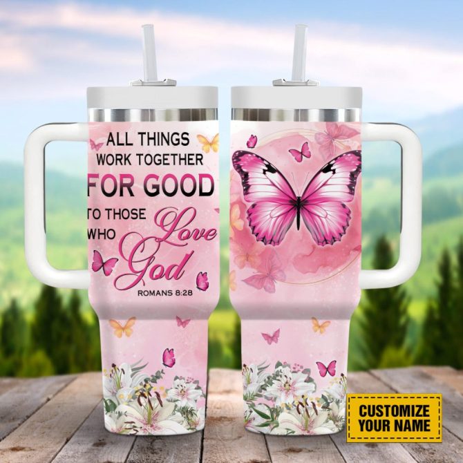 Floral Butterfly God Custom Stanley Quencher 40Oz Stainless Steel Tumbler With Handle - Image 6