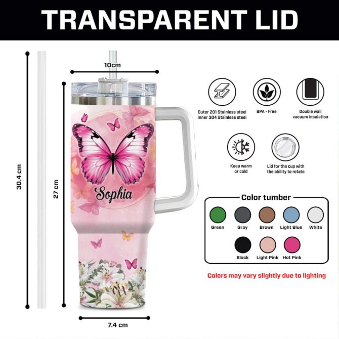 Floral Butterfly God Custom Stanley Quencher 40Oz Stainless Steel Tumbler With Handle - Image 8