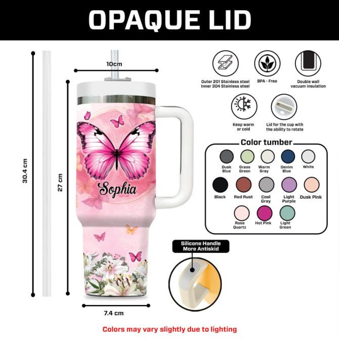 Floral Butterfly God Custom Stanley Quencher 40Oz Stainless Steel Tumbler With Handle - Image 7