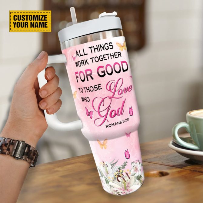 Floral Butterfly God Custom Stanley Quencher 40Oz Stainless Steel Tumbler With Handle - Image 4