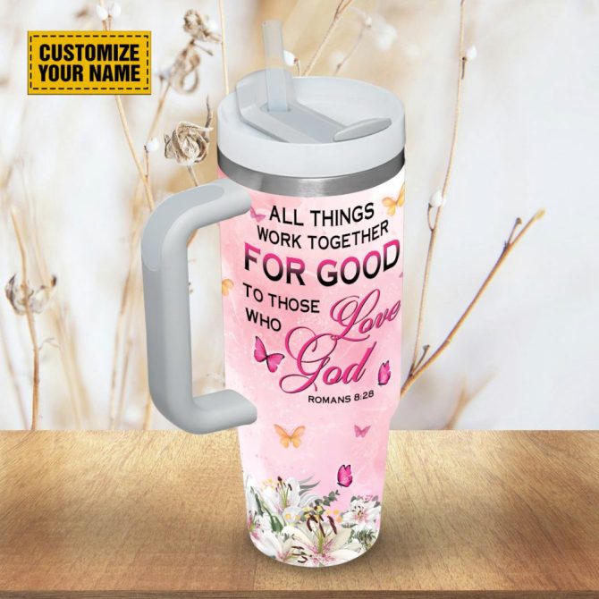 Floral Butterfly God Custom Stanley Quencher 40Oz Stainless Steel Tumbler With Handle - Image 3