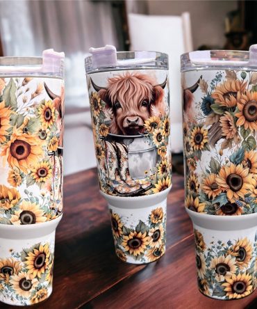 Floral Cow Custom Stanley Quencher 40Oz Stainless Steel Tumbler