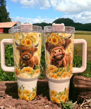 Floral Cow Custom Stanley Quencher 40Oz Stainless Steel Tumbler