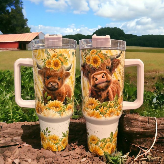 Floral Cow Custom Stanley Quencher 40Oz Stainless Steel Tumbler